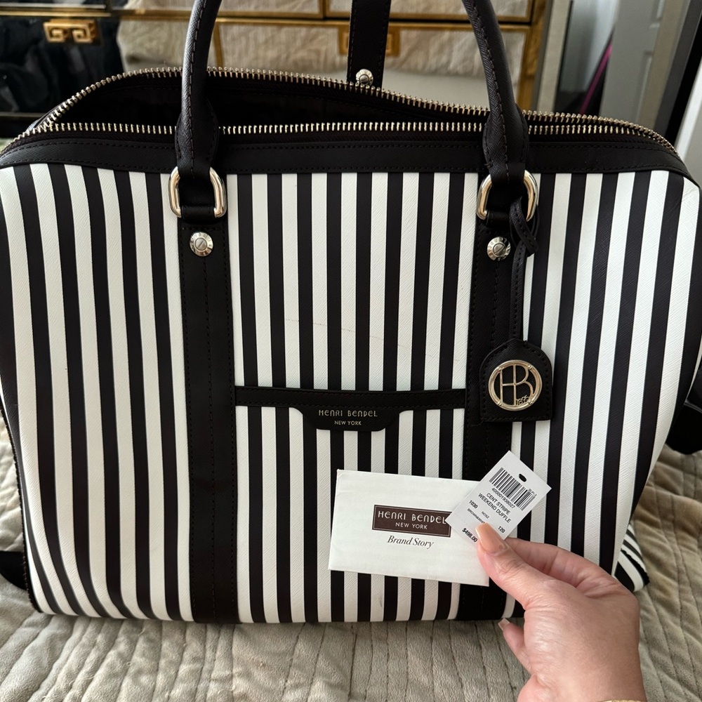 HENRI BENDEL CENTURY STRIPE WEEKEND DUFFLE